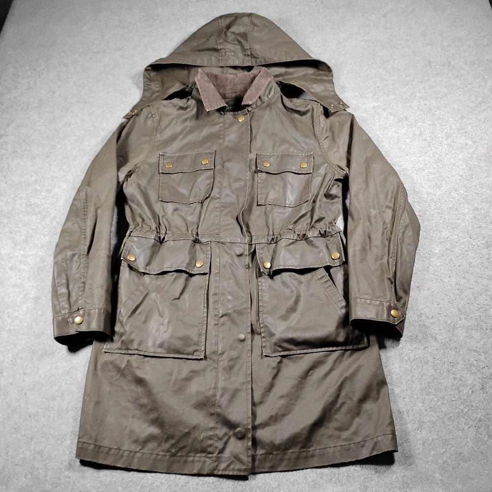 J.Crew Womens Downtown Field Utility Jacket XS Green Cotton Hooded Coat